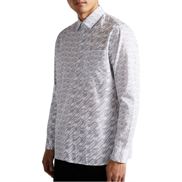Ted Baker Retrow Long Sleeved Geometric Print Shirt - Size 5 - Picture 1 of 9